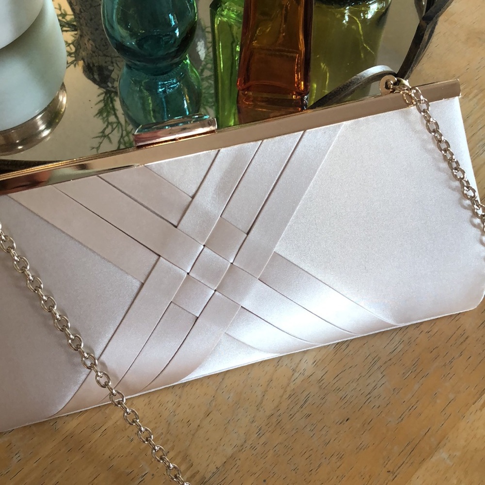 INC evening bag, champagne color